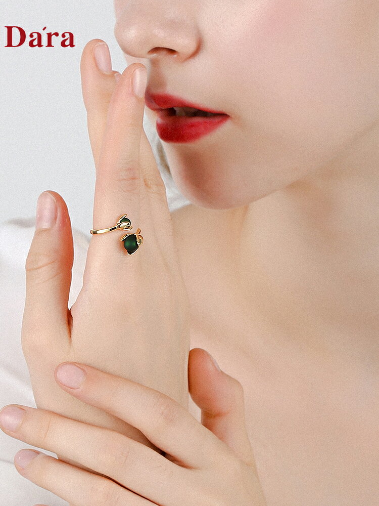 戴拉 ins小眾設計郁金香開口戒指女 年新款優雅時尚食指戒子