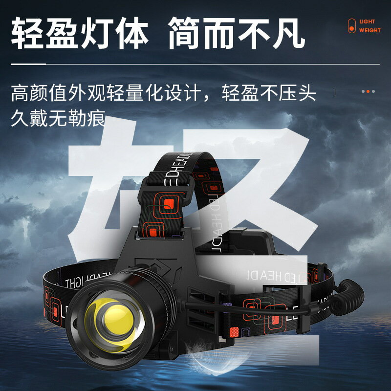 P100強光頭燈充電超亮頭戴式打獵超長續航戶外趕海夜釣專用