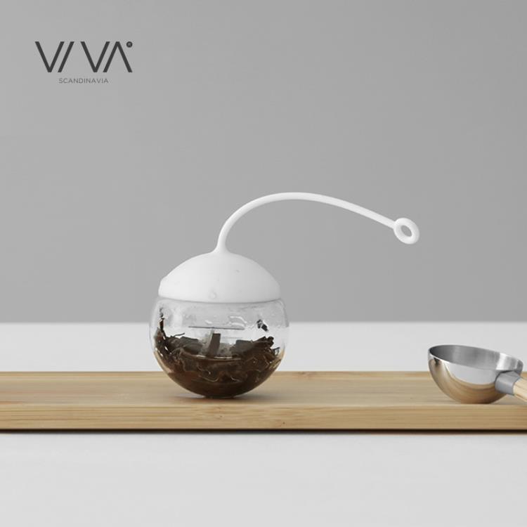 泡茶球 丹麥VIVA 分享系列白色球形玻璃過濾器濾茶器懶人茶漏泡茶器濾網 快速出貨