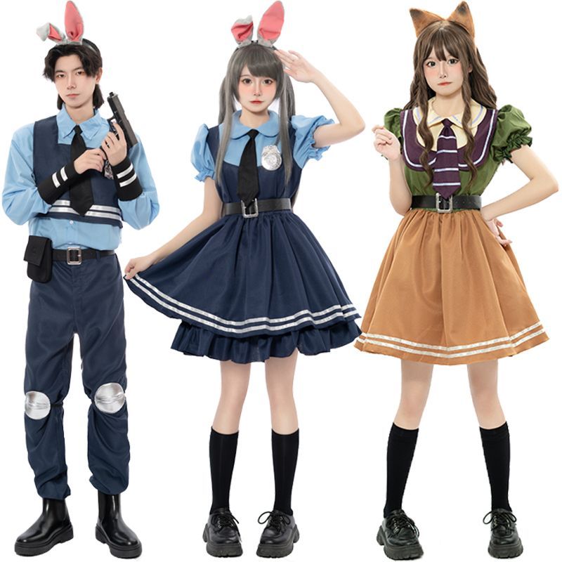 朱迪cos服成人瘋狂動物城衣服兒童cosplay女裝萬聖節狐尼克連衣裙