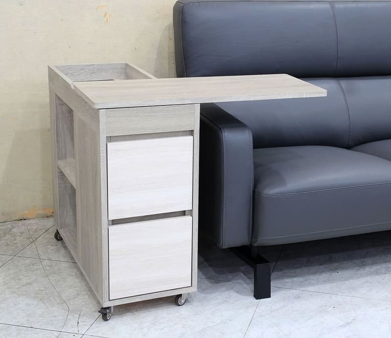 【歐風別館】海棠灰橡色桌邊几【小茶几~USB~隙縫櫃~床頭櫃~基隆至台中免運費】