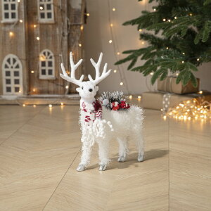 港恒圣诞节装饰品白色麋鹿公仔玩偶家用商场橱窗布置圣诞树摆件 全館免運