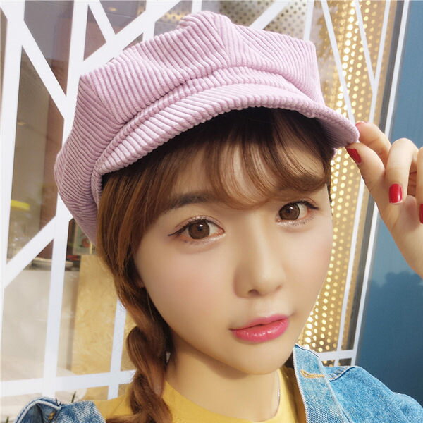 PS Mall【G052】 學院風男女燈芯絨八角帽