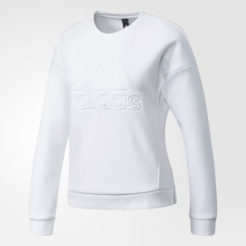 <br/><br/>  ADIDAS SWEAT DN WV 女裝 上衣 長袖 棉質 大學T 素面 LOGO 休閒 白【運動世界】CW0093<br/><br/>