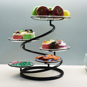 點心盤鐵藝多層水果盤蛋糕架創意客廳下午茶點心托盤婚慶小吃糕點台 都市時尚