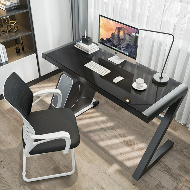 簡約鋼化玻璃電腦桌颱式家用學習桌辦公桌臥室簡易書桌遊戲電競桌