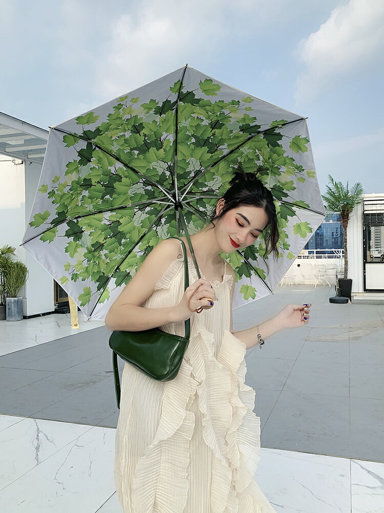 全自動雙層雨傘女防曬防紫外線黑膠遮陽折疊太陽傘晴雨兩用小清新