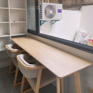 現代簡約小戶型窗邊書桌家用長條實木吧桌靠墻寫字學習窄電腦桌子