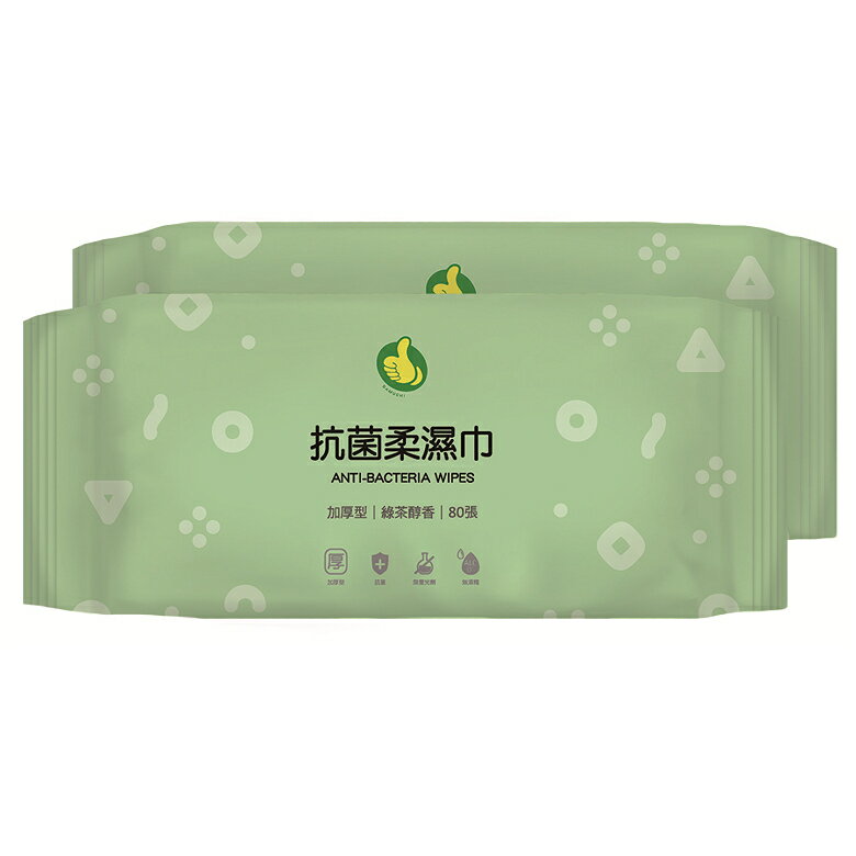 大拇指 抗菌柔濕巾-綠茶醇香(2入*80張) [大買家]