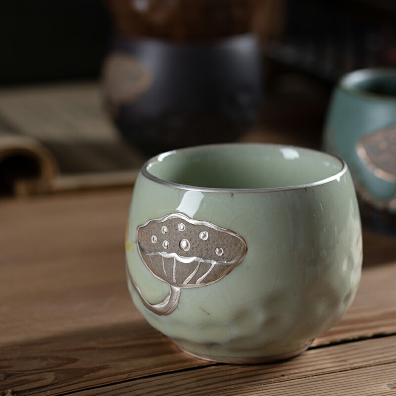 功夫茶杯單杯 陶瓷主人杯品茗杯手工個性復古粗陶茶盞小茶杯茶碗