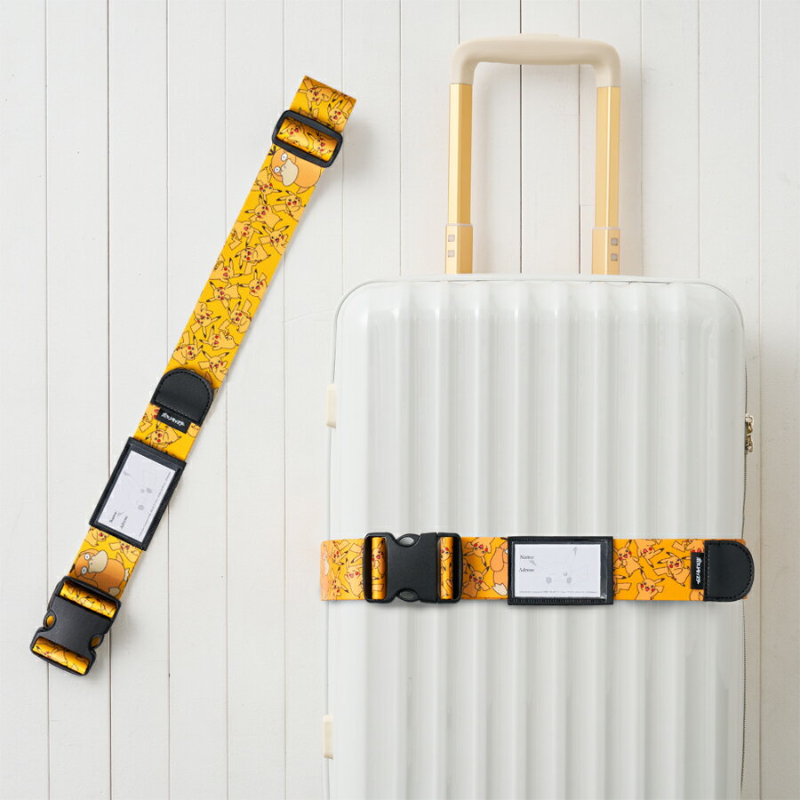 asdfkitty*寶可夢 神奇寶貝 皮卡丘 黃色行李箱綁帶/束帶/行李帶-日本正版商品