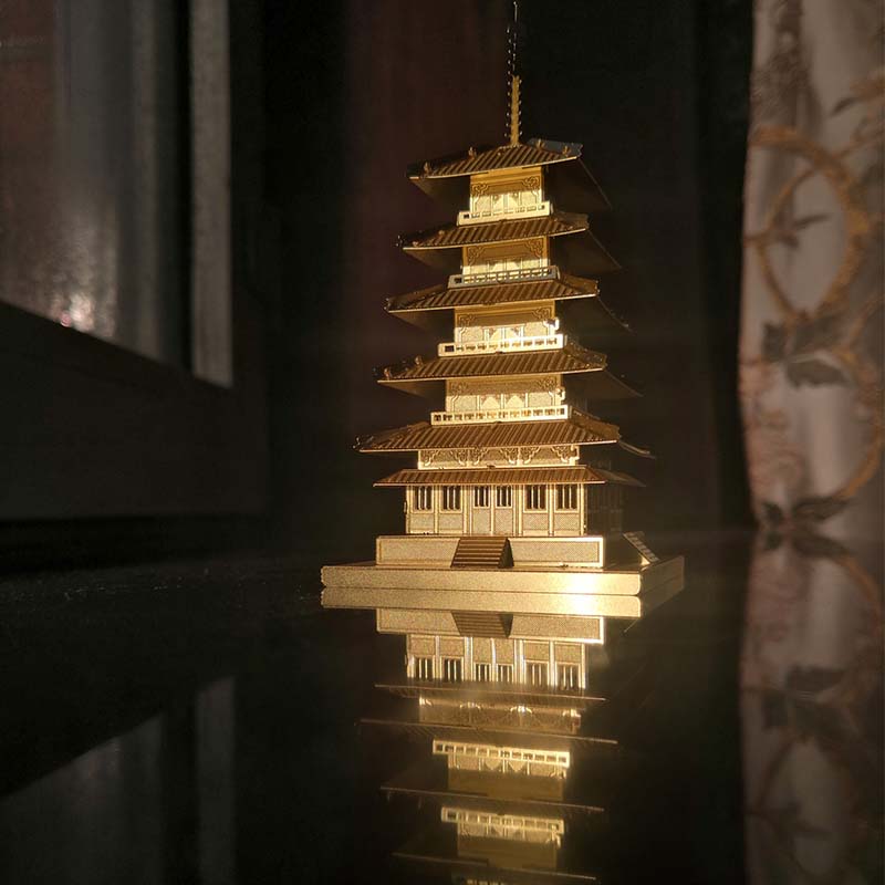 全金屬3D立體金屬拼圖手工DIY模型生日禮物日本建筑五重塔