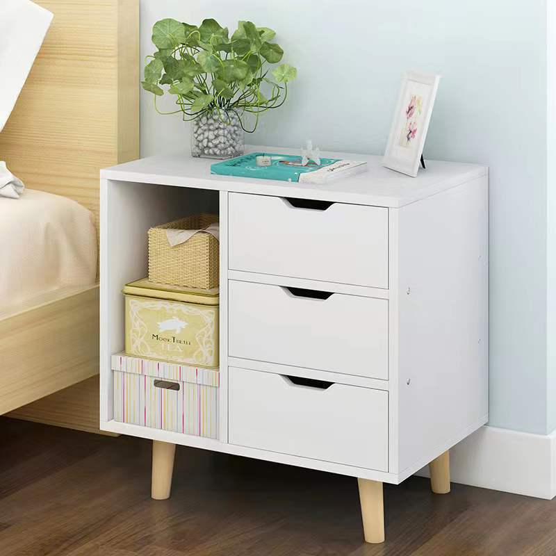 APP下單享點數9% 清倉床頭柜現代簡約帶鎖小型實木色簡易臥室床邊收納儲物小柜子