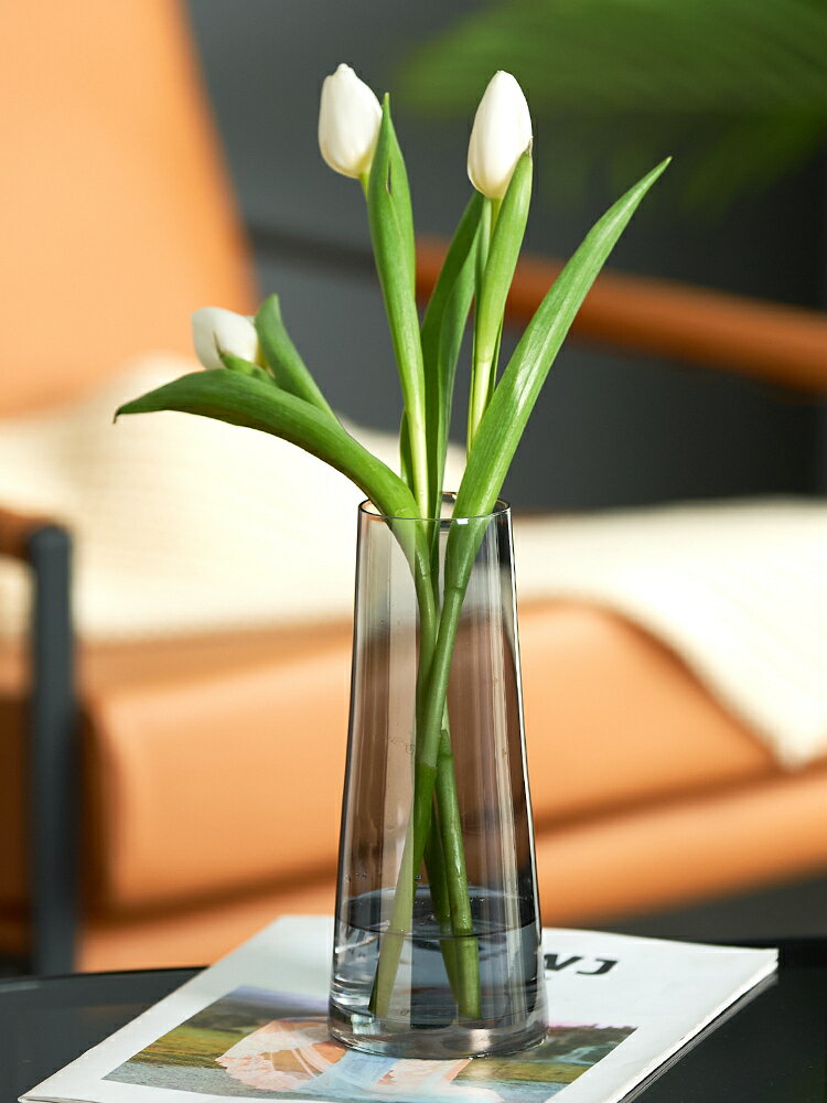 【滿299出貨】北歐創意玻璃花瓶客廳插花水養小擺件辦公室桌面裝飾品家居小花瓶
