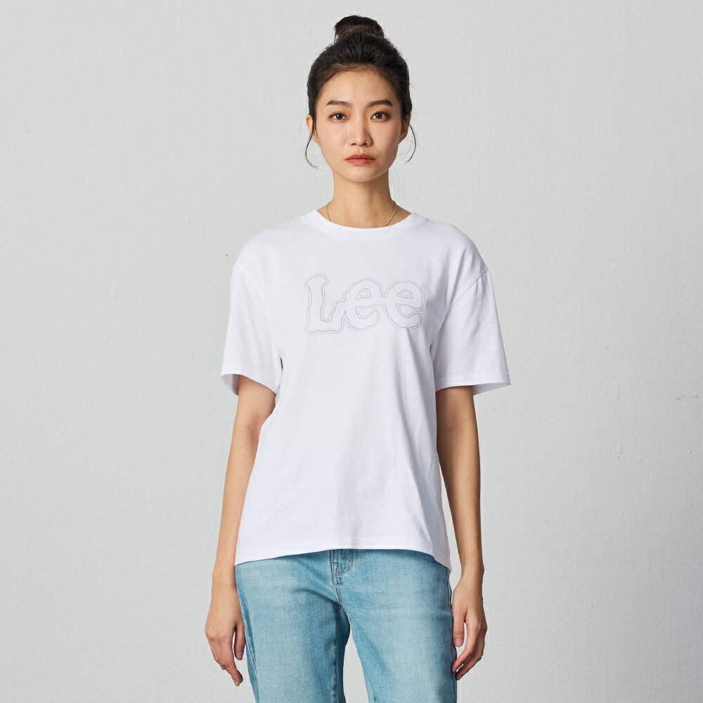 Lee 女款 寬鬆版 描邊外框大LOGO 短袖T恤 | Modern