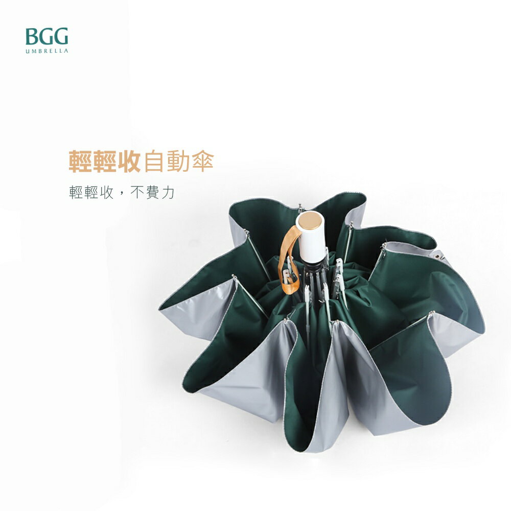 【BGG Umbrella】輕輕收防曬自動傘(自動開收傘) | 省力輕收中棒 銀膠全遮光防曬傘布 23吋雙人尺寸