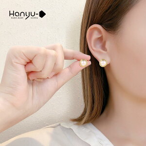紀云禾熱巴同款珍珠耳釘新款潮小眾設計感高級耳環女純銀