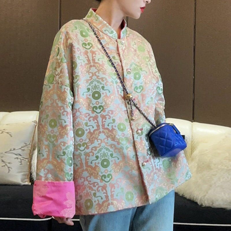 【巴黎精品】現貨+預購 罩衫防曬外套-仿宋錦提花撞色祥雲紋女外套a1gq98