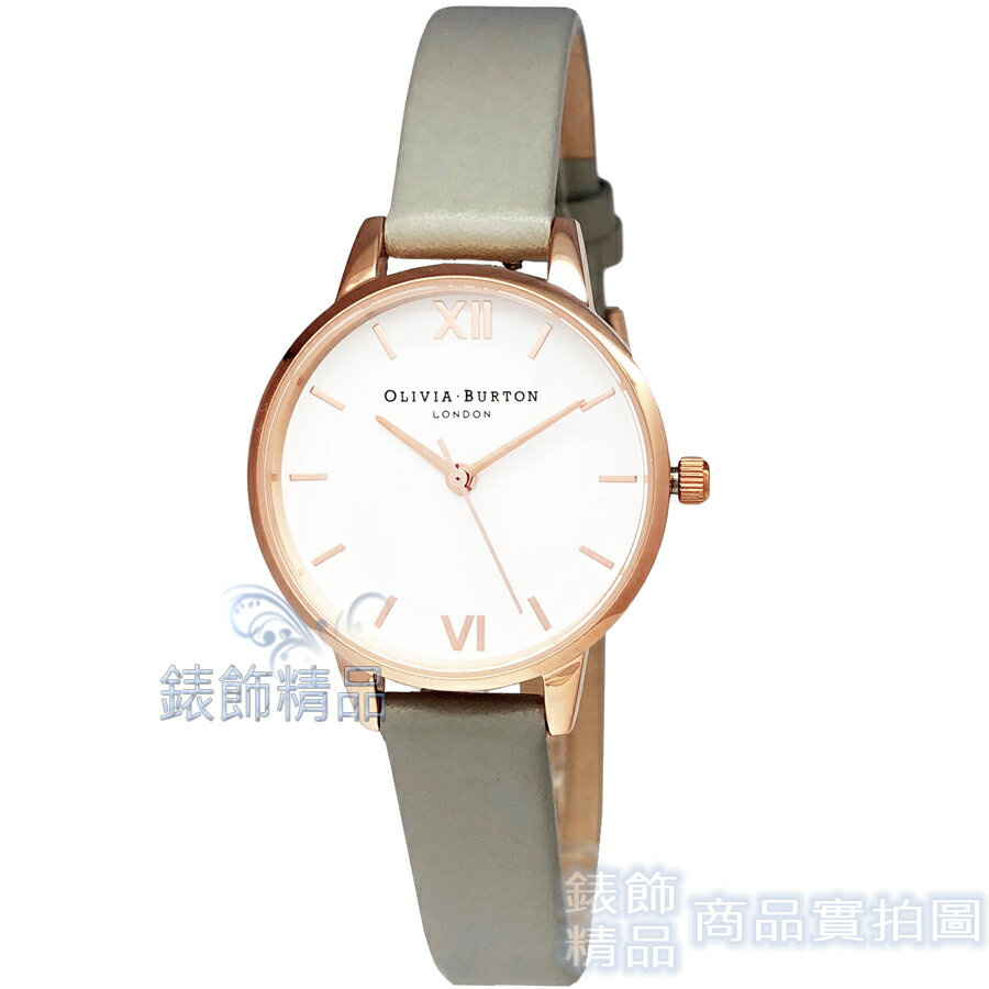 【錶飾精品】OLIVIA BURTON OB16MDW05 玫金框灰色皮帶女錶
