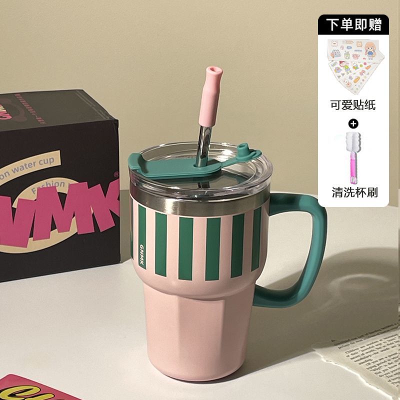 可清洗杯刷】2025新款保溫水杯咖啡杯女生不銹鋼杯子帶吸管家用保冷316保溫杯【宜家良品百貨】