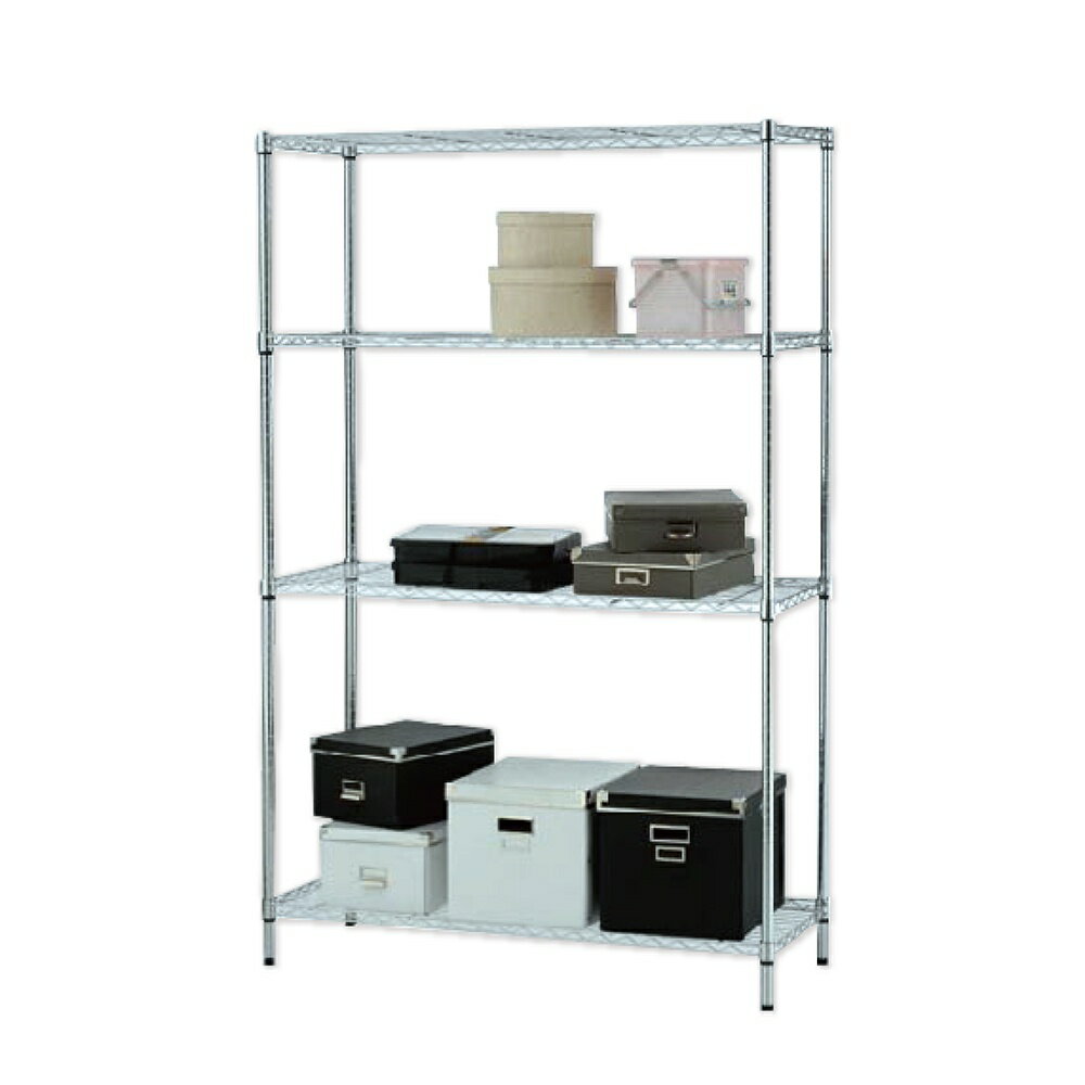 【簡易安裝】鐵架 輕型鎖管 四層架 120x46x160H 置物架 收納架 鐵力士架 書架 波浪架 鍍鉻層架 鞋架 架子 1