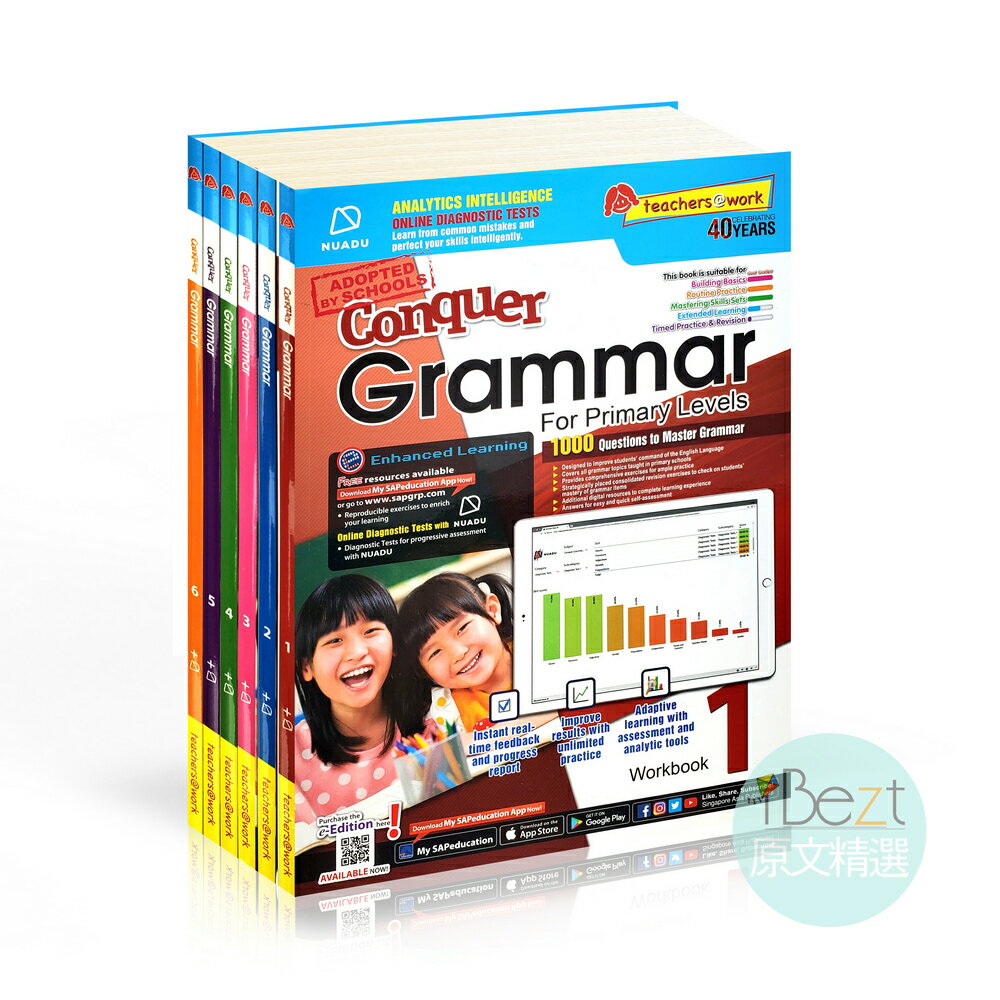 Conquer Grammar Workbook(六冊) | 外文 | SAP | 教材 | 詞彙 | 語法 | 詞彙 | 語法 | 填空 | 閱讀 | 改錯 | 句子 | 成語 | 變形 | 寫作 | 理解力