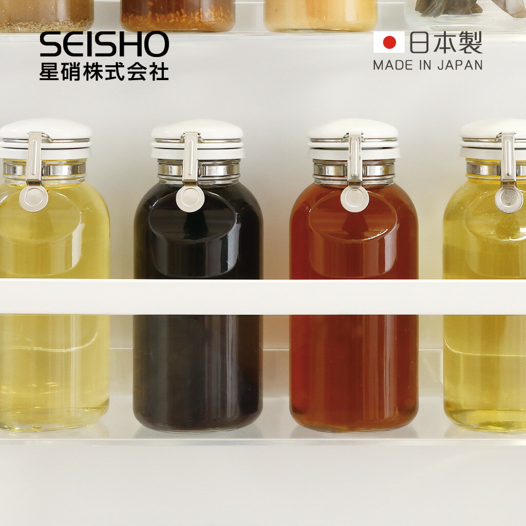 【日本星硝SEISHO】日製單手快掀扣式玻璃密封醬料瓶-500ml
