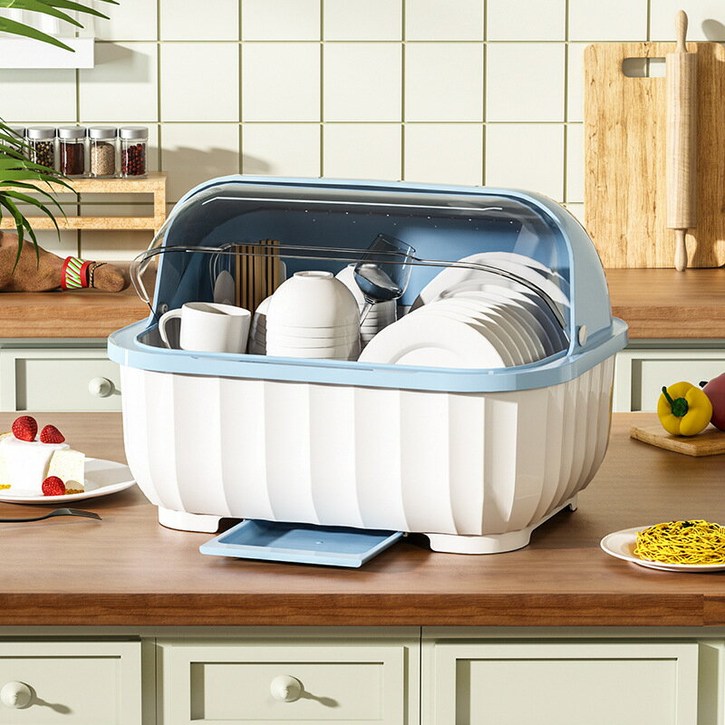 廚房碗碟碗盤收納架盤子瀝水碗架裝碗筷收納箱放碗餐具盒帶蓋碗柜