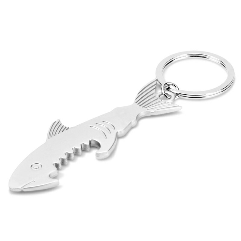 包郵創意虎鯊魚開瓶器鑰匙扣啤酒起子實用鑰匙圈個性禮品