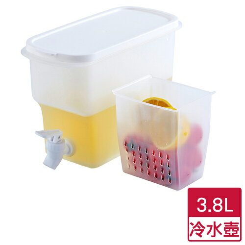 Dr.RIN 帶龍頭冰箱冷水壺(白)3.8L 含濾槽 可疊放 耐溫 水龍頭設計【愛買】