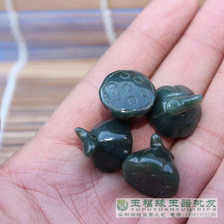 天然和田玉青玉蓮蓬diy手工散珠手鏈項鏈發簪配件珠子