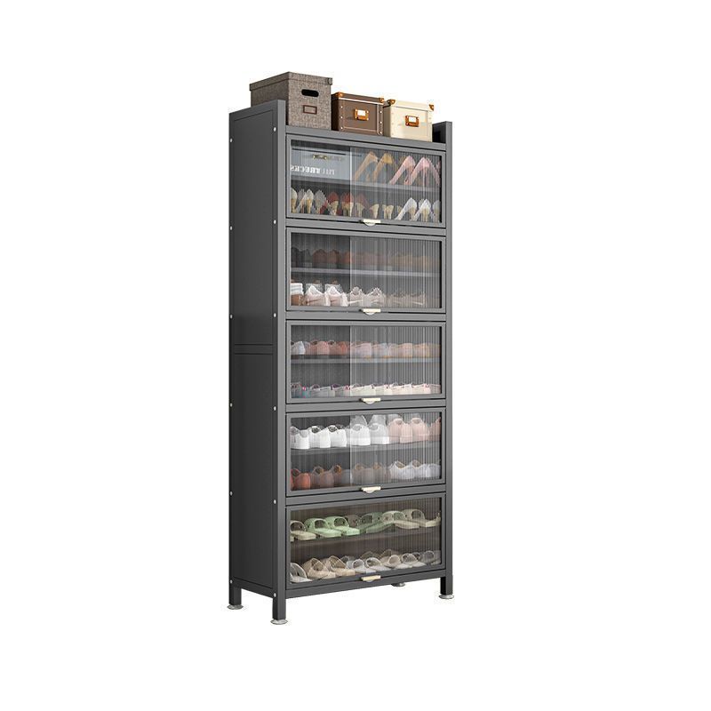 【台灣公司 超低價】加厚家用鋼制鞋柜玄關陽臺落地多層鞋架大容量儲物防塵翻開門鞋柜 7