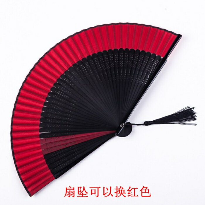 中國風古典書簡舞扇子紅色小折扇日式梅花櫻花單面舞蹈真絲扇