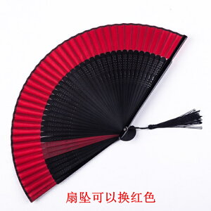 中國風古典書簡舞扇子紅色小折扇日式梅花櫻花單面舞蹈真絲扇