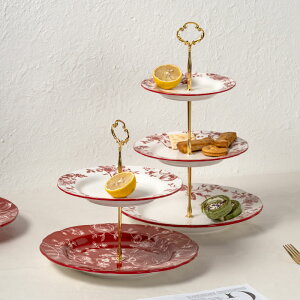 多層水果盤 中國風客廳茶幾多層水果盤家用下午茶零食盤點心盤結婚喜慶糖果盤