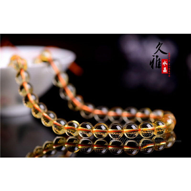 ISONA 收藏級7A級圓珠天然黃水晶手串黃水晶手鏈黃水晶手串珠黃水晶串珠黃水晶水晶手鍊 高透亮 3