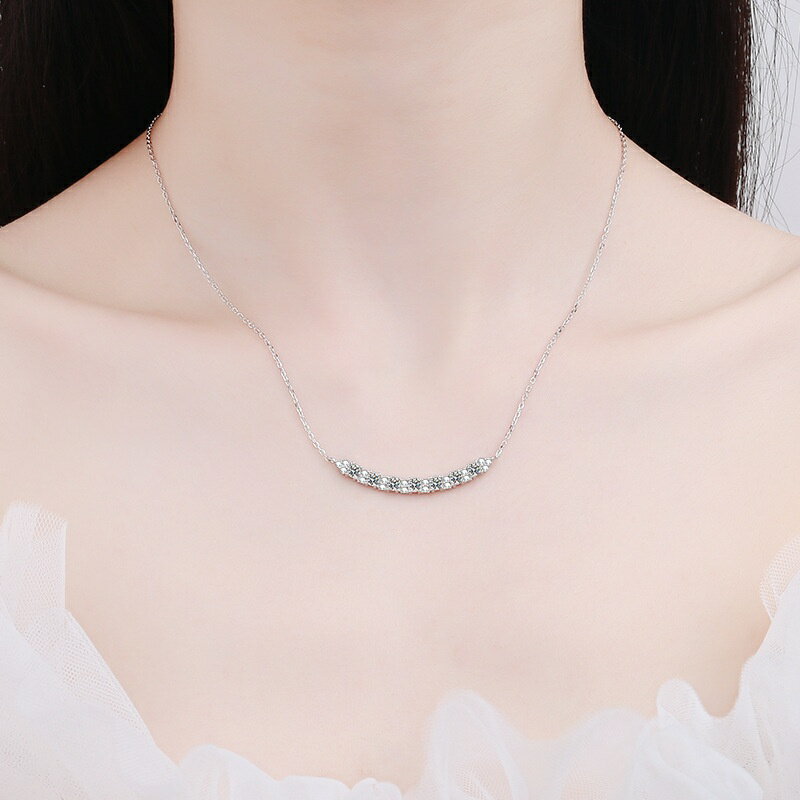 【巴黎精品】現貨+預購 莫桑鑽石項鍊飾品配件925純銀項鍊-0.7克拉微笑鎖骨鏈滿鑽生日情人節禮物v1ae101 2