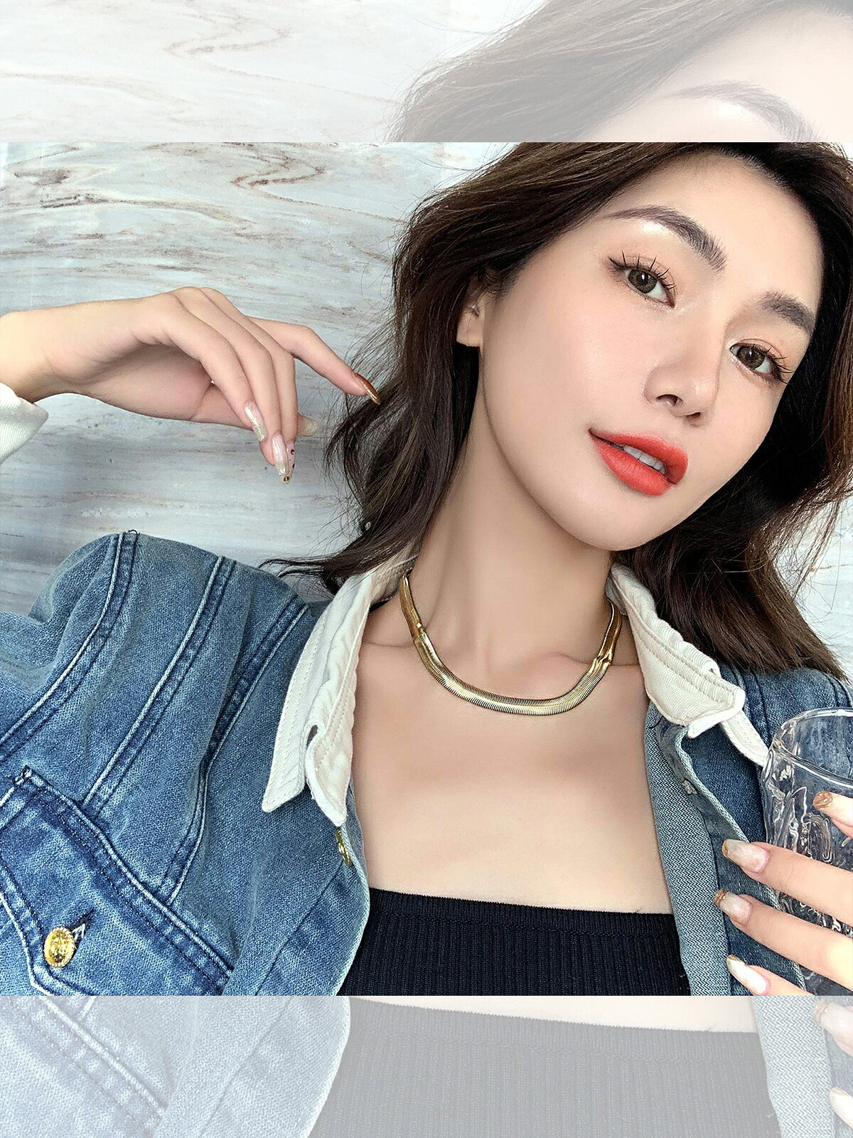 鈦鋼簡約蛇鏈項鏈輕奢小眾ins嘻哈時尚鎖骨鏈網紅秋冬短款毛衣鏈