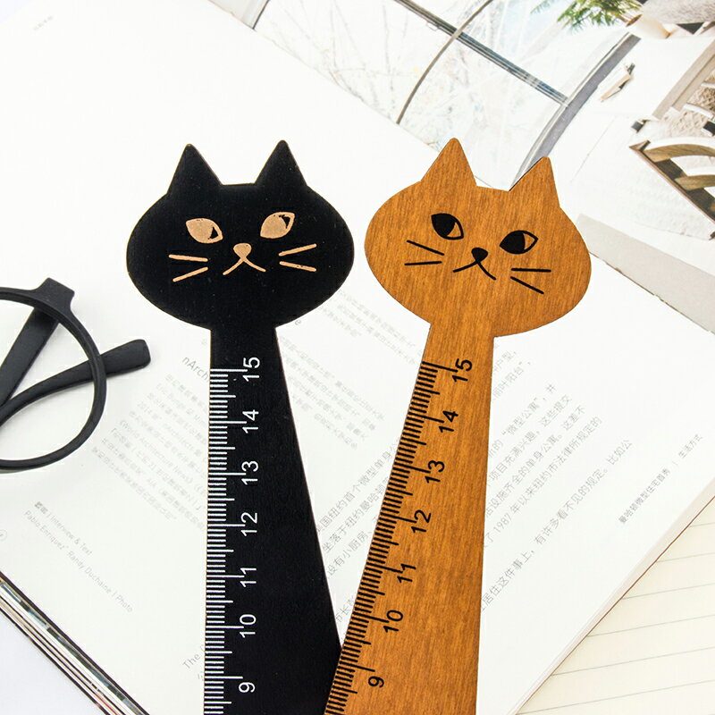 Zakka木質貓咪尺 日本創意文具可愛雜貨 小學生補習班禮贈品 活動小禮物《波卡小姐 貓咪小物》PN0035