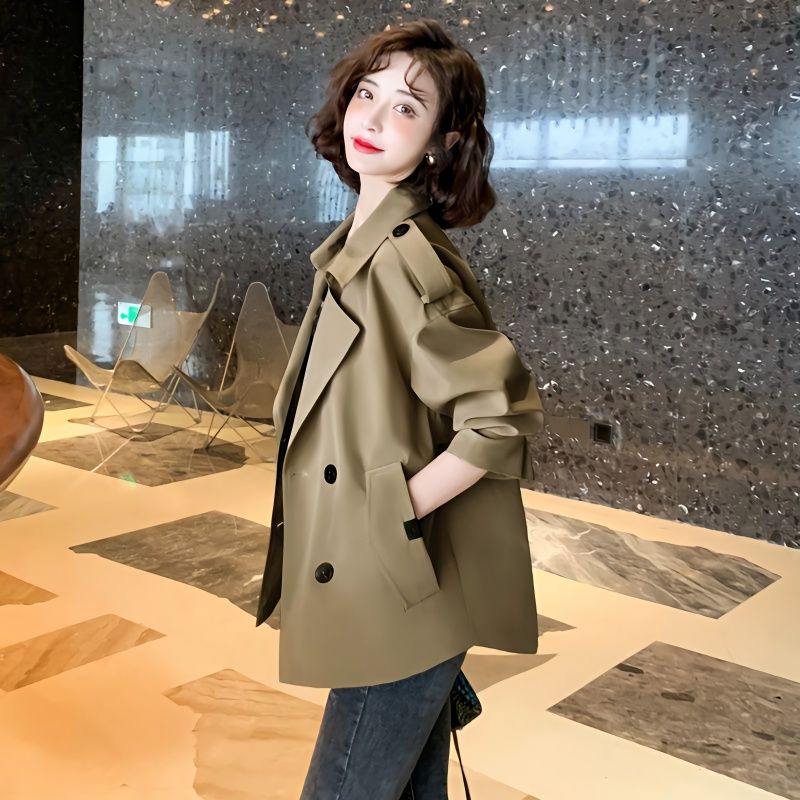 夾克風衣外套女韓版寬松休閒西裝領氣質短款長袖上衣秋裝新款