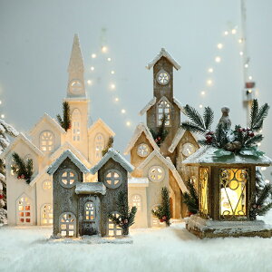 圣誕節裝飾木屋發光創意擺件拍照背景墻商場櫥窗家用場景裝扮用品