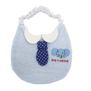 🇯🇵日本制 Rub a dub dub 嬰兒圍兜 口水巾 鬆緊帶 粉藍色小象配圓點領帶