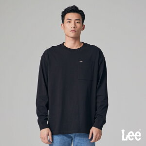 Lee 男款 寬鬆版 左胸小口袋 背後文字 長袖T恤 | Modern