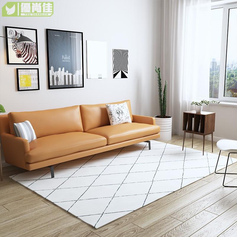 北歐現代地毯 簡約黑白幾何圖案地墊 客廳臥室床邊毯 摩洛哥ins風格素色地毯 可機洗水洗
