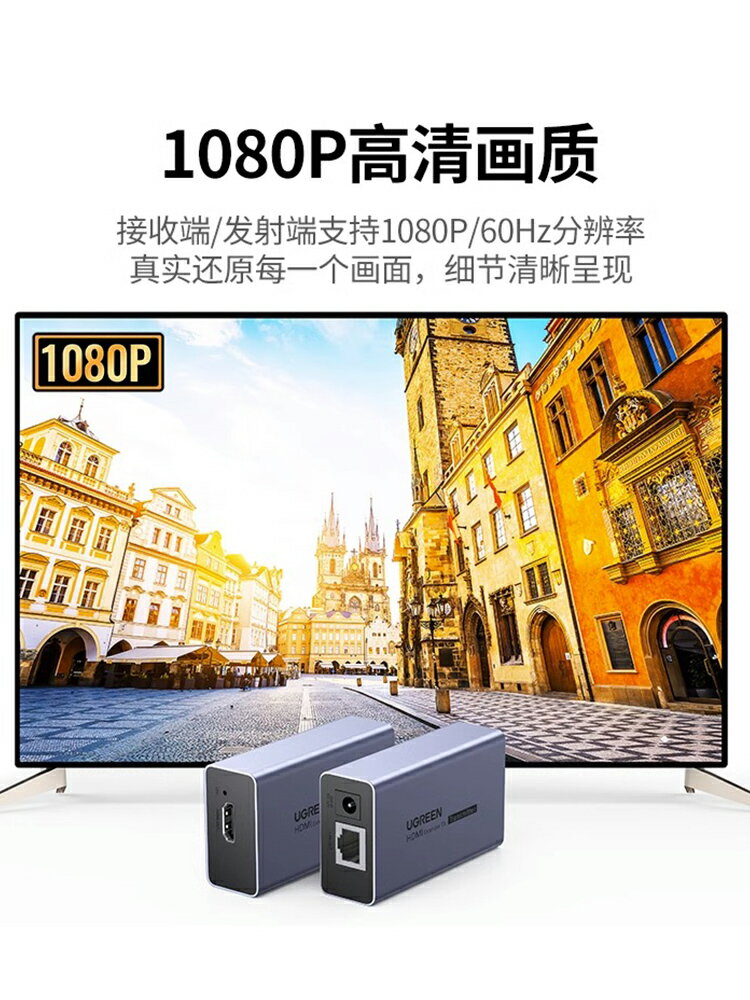 全網最低價~綠聯hdmi延長器網絡網線4kHDMI轉網口1080p高清信號放大器50/70米 1
