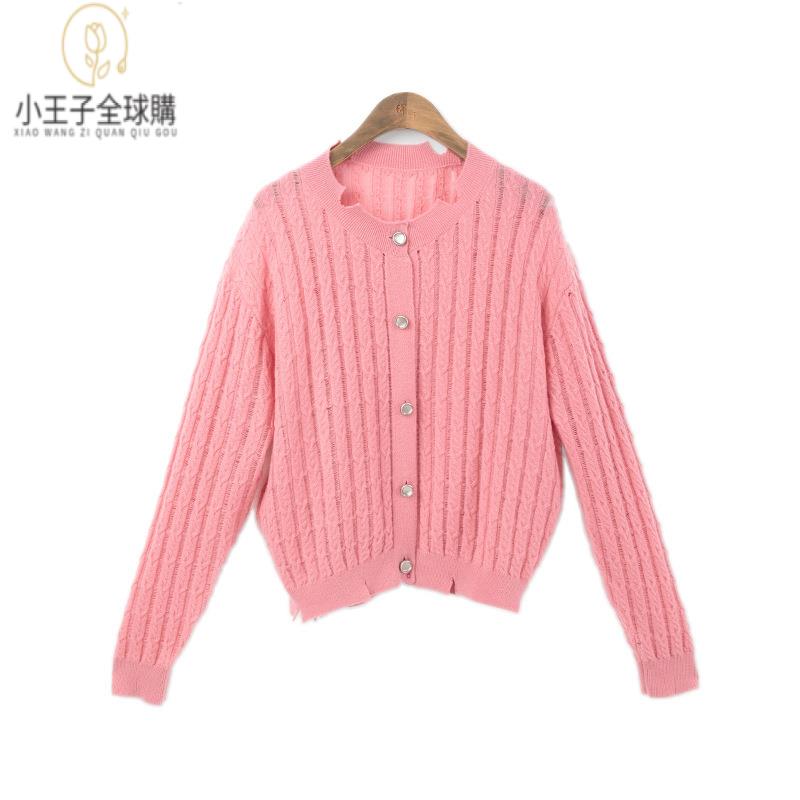 【公司現貨速發】免運 開發票 小王子女裝秋季純新款棉羊毛開衫女設計款韓版小香風寬松圓領系扣外套女裝上衣 流行女裝 棉麻 早秋 日韓女裝