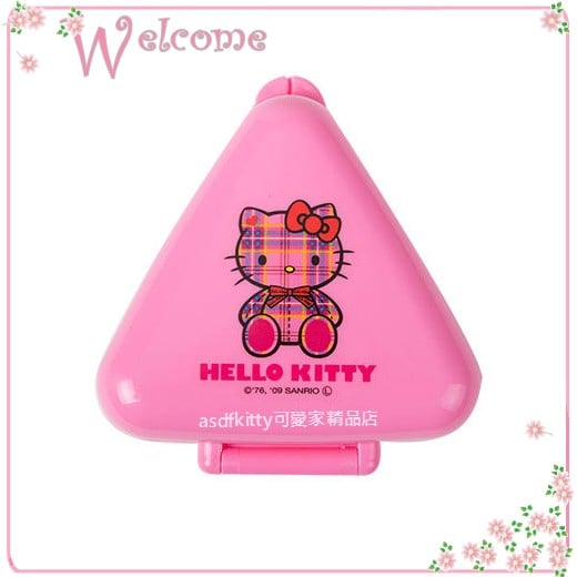 asdfkitty*日本製 kitty三角御飯糰模型兼攜帶盒-粉紅色-可做包餡飯團-可微波-日本正版商品