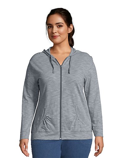 women's lightweight cotton full zip hoodie