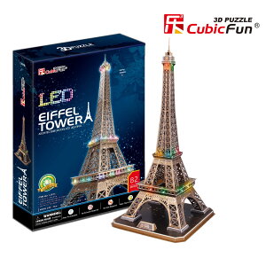 3D Puzzle LED燈飾立體拼圖 - 世界建築 【法國巴黎艾菲爾鐵塔】L091h 玩家級 82片