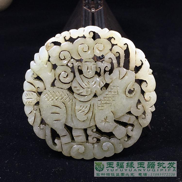 清代の古い和田玉透かし彫りの玉佩古和田玉仙鳥玉牌精雕の鶴老玉